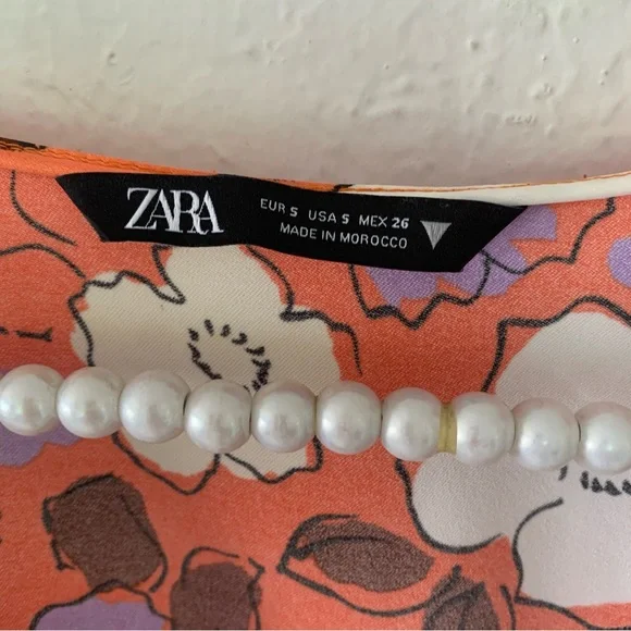 Zara Long Sleeve Floral Satin Mini Wrap Dress - Picture 11 of 12